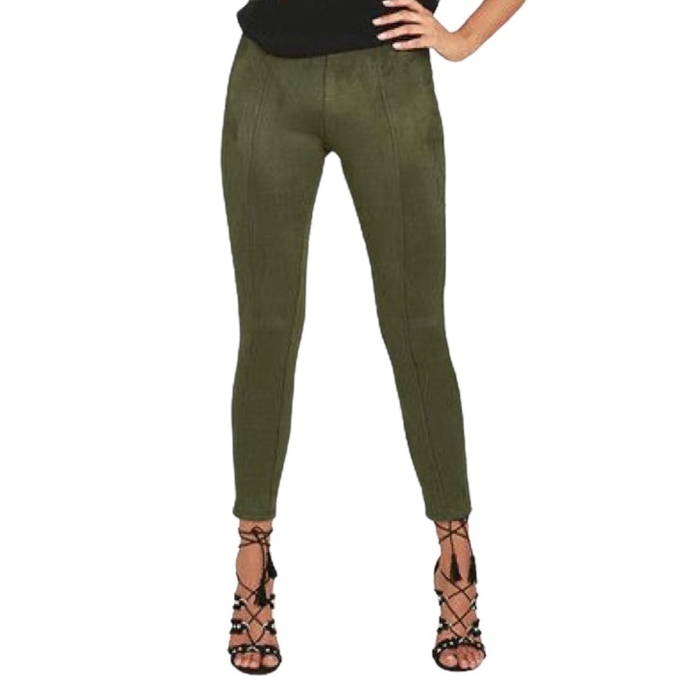 NWT Premise Faux Leather Olive Green Slip On Riding Pants Size XL